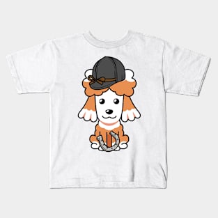 Funny Brown dog is ready for horse riding Kids T-Shirt